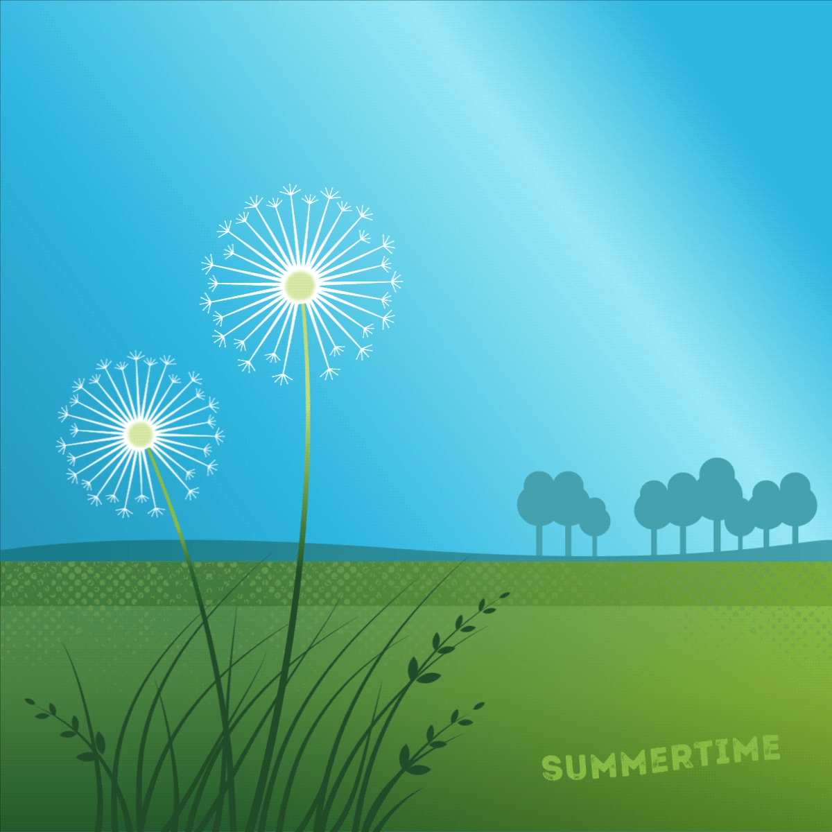 Summertime animation Dandelion Animated GIF of two dandelions